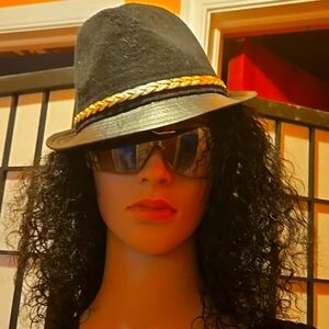 Black Fedora Hat with Gold Braided Band